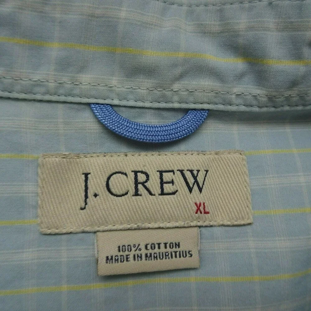 J. Crew Men's Plaid Button-Down Shirt Top Short Sleeves Career Casual Relaxed XL